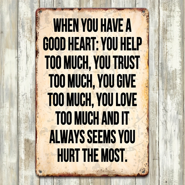 CIFbuy 讽刺复古金属牌善良的心主题搞笑锡牌家居浴室卧室花园男人洞墙面装饰好友生日礼物（TikTok、temu 下自提）-4