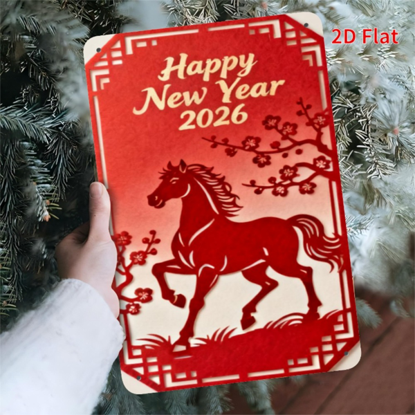 CIFbuy 新年快乐金属铁牌室内外防雨乡村风酒吧办公室车库墙面装饰（TikTok、temu 下自提）-5