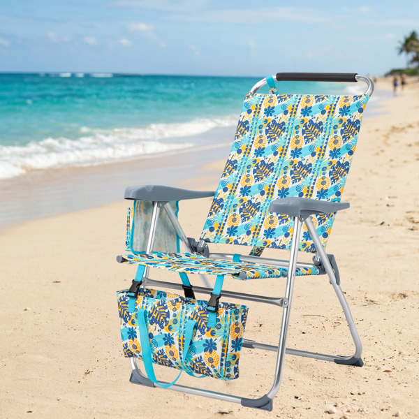 1pcs 座高17in 复古盛夏 铝沙滩椅 带头部海绵 侧单肩带 二合一布杯托侧袋 底部收纳提包  牛津布无横杆七档调节猫爪扶手沙滩椅17"-1 62*99*100.5cm 120kg-11