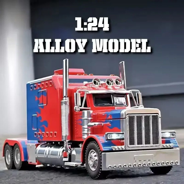 Semi Truck Toys for Boy Heavy Trucks,Metal Diecast Trucks Model Pull Back Cars with Light and Sound,Truck and Trailer Toys for Boys,Toy Trucks for Boys Age 4-8-4