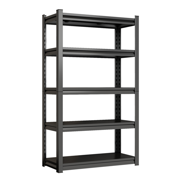 五层金属储物架，工业用多功能架，可调节高度书架，适用于客厅、办公室、车库、超市、健身房，71.20 英寸高 x 39.37 英寸宽 13.78 英寸深，黑色，需组装-3