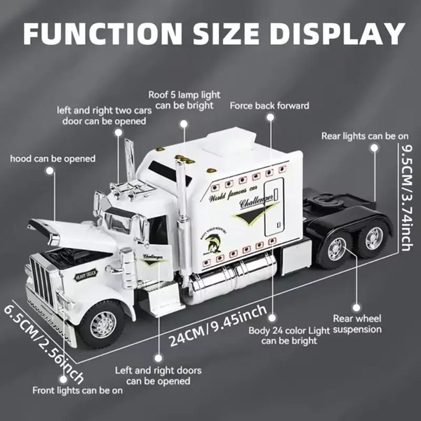 Semi Truck Toys for Boy Heavy Trucks,Metal Diecast Trucks Model Pull Back Cars with Light and Sound,Truck and Trailer Toys for Boys,Toy Trucks for Boys Age 4-8-6