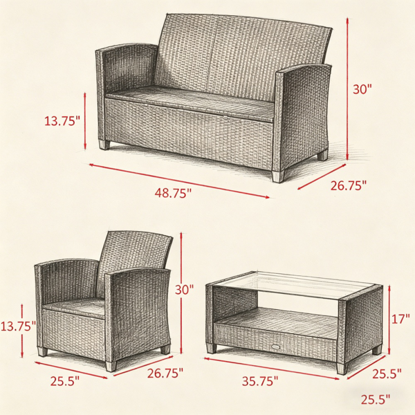 户外花园沙发套装 /藤编沙发-7