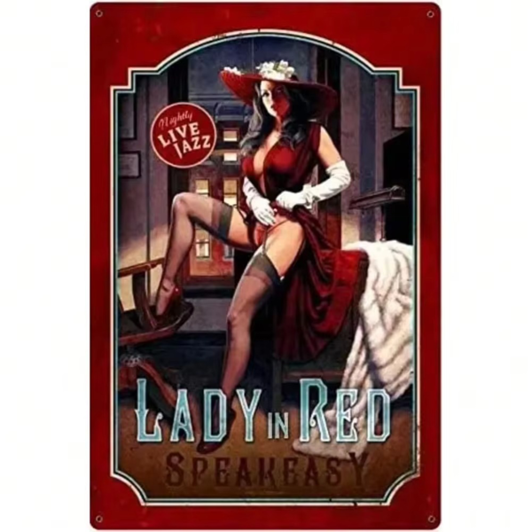 CIFbuy 复古海报女郎金属铁皮画红色性感女郎家居酒吧男士空间装饰（TikTok、temu 下自提）-6