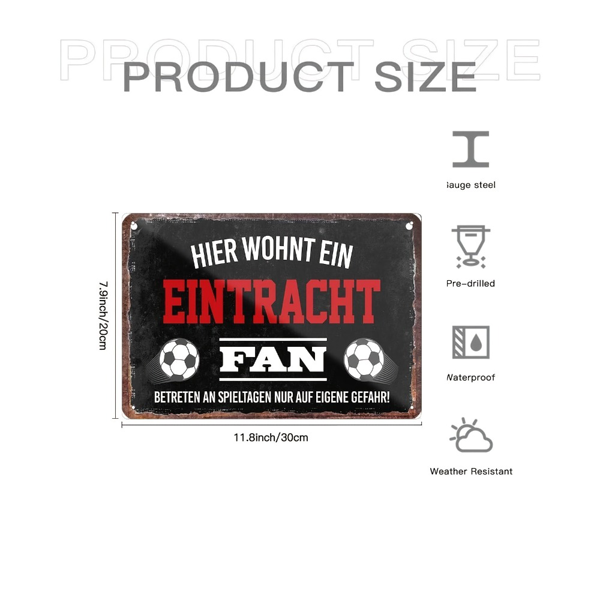 CIFbuy 复古足球主题金属锡牌法兰克福球迷标语墙面装饰牌（TikTok、temu 下自提）-3