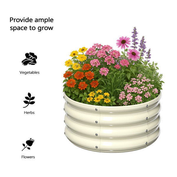 2PCS 2*2*1FT 米白色 拼接式圆形镀锌板 铁种植-4