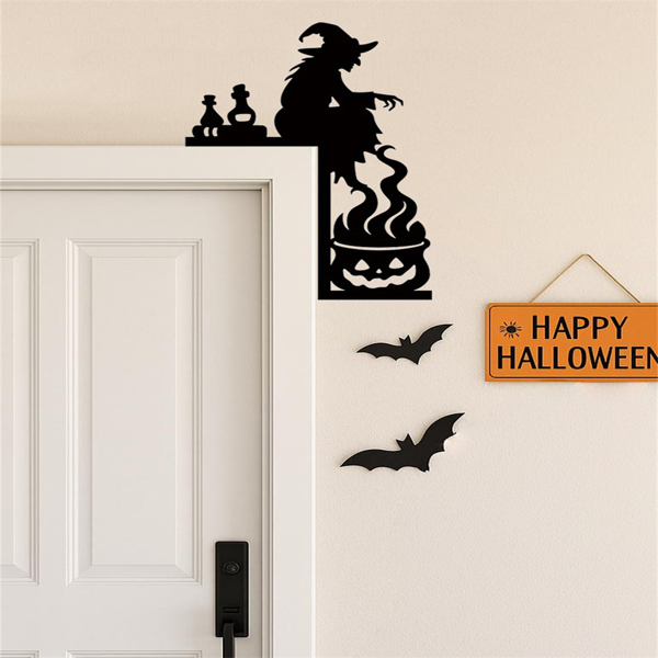 CIFbuy哥特风格女巫坩埚铸铁铁制门挂墙饰 万圣节圣诞新年节日装饰礼物(TikTok、temu下自提)-2