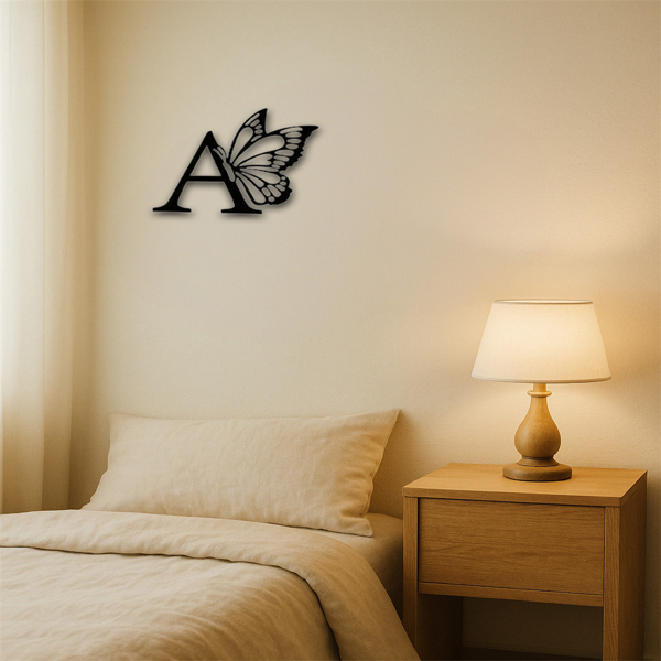 CIFbuy 单件蝴蝶字母组合铁制墙面装饰牌 定制所有字母 婚礼背景装饰 家居墙面装饰 暖房礼物 婚礼标志 DIY 圣诞节万圣节新年家居装饰礼物 (TikTok、temu下自提)-4