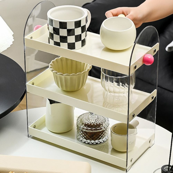 亚克力收纳架桌面分格多层置物架 白色（不含抽屉）-5