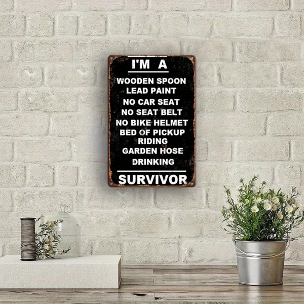 CIFbuy 复古幸存者主题金属标牌 12x8 英寸无框黑色墙面装饰挂牌（TikTok、temu 下自提）-5