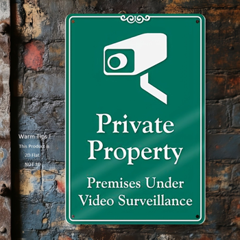 CIFbuy 铝制私有财产禁止入内警示牌带监控警告适用于车道商业入口家用重型安全标识多色可选易安装（TikTok、temu 下自提）