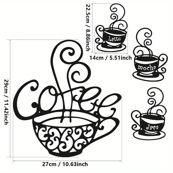 CIFbuy复古咖啡爱好者四件套金属装饰板 厨房咖啡厅酒吧墙面艺术(TikTok、temu下自提)-1