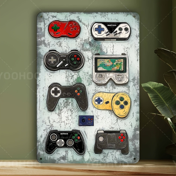 CIFbuy 复古游戏手柄铝制标牌游戏室家居墙面装饰玩家礼品（TikTok、temu pick-up service）-4