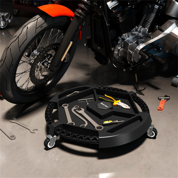 带4个储物舱和磁性支架的滚动车库工具车，360°旋转轮便携式工具托盘收纳器-2