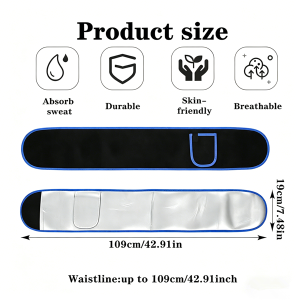 束腰带身体塑形带减重束腹带腰身训练带蓝-黑-银色带手机口袋 (物流仅支持发USPS，TK/TEMU仅自提) 各平台政策不同，链接已附相关资质，如无所需资质请勿上架-3