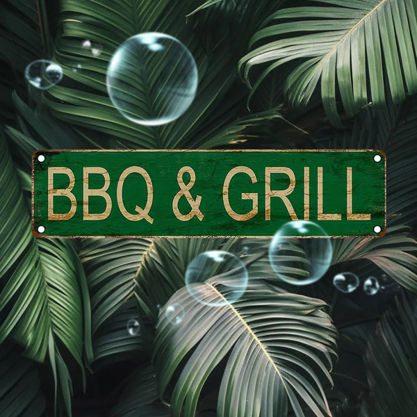 CIFbuy 复古铝合金烧烤招牌 UV 印刷金属挂牌餐厅酒吧车库墙面装饰牌（TikTok、temu 下自提）-4