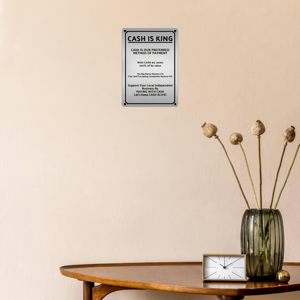 CIFbuy2D 平面铝艺画现金是王者拉丝铝制标牌房间墙面装饰挂牌（TikTok、temu 下自提）-5