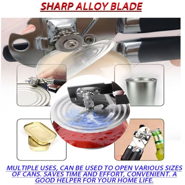 不锈钢手动罐头开瓶器（带磁性） 重型开瓶器 罐刀带橡胶涂层 - 8.9英寸厨房罐头开瓶器，易于握持的手柄（可折叠手柄），便于操作的超大旋钮，适用于大罐的大型手持设计-10