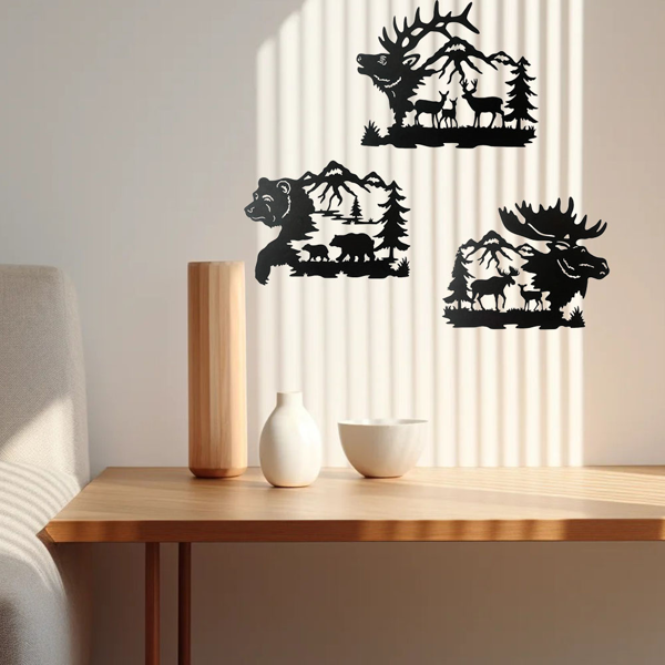 CIFbuy简约动物金属壁画3件套黑金色宠物主题家居装饰品(TikTok、temu下自提)-11