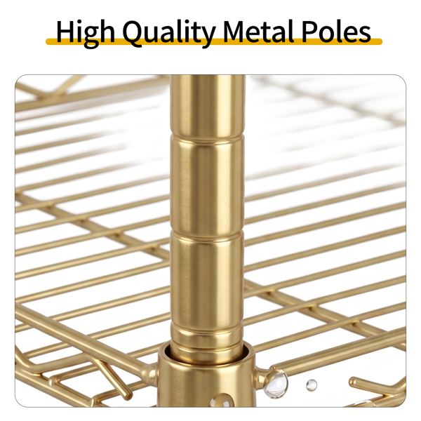 5层 可自由调节层间距  插梢式变形结构 带调节脚 展示架 铁 54*29*150cm 喷粉高光金-4