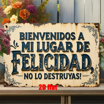 CIFbuy 欢迎来到我的快乐天堂复古金属牌花卉乡村风家居酒吧咖啡馆男人洞农舍装饰礼品（TikTok、temu 下自提）