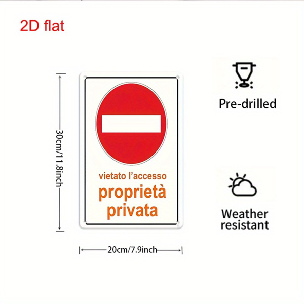CIFbuy 私人财产禁止擅入意大利文金属牌加厚复古安全警示室内外装饰（TikTok、temu pick-up service）-2