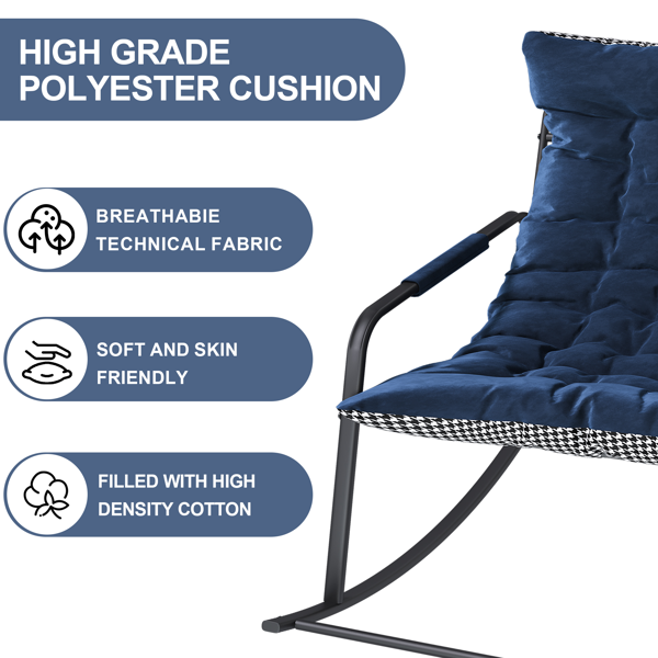 带储物、靠垫及扶手摇椅 —— 四季舒适休闲躺椅，透气人体工学休闲椅，适用于卧室、客厅、露台及花园（蓝色）--不支持self-pick up且不支持指定仓库发货-4