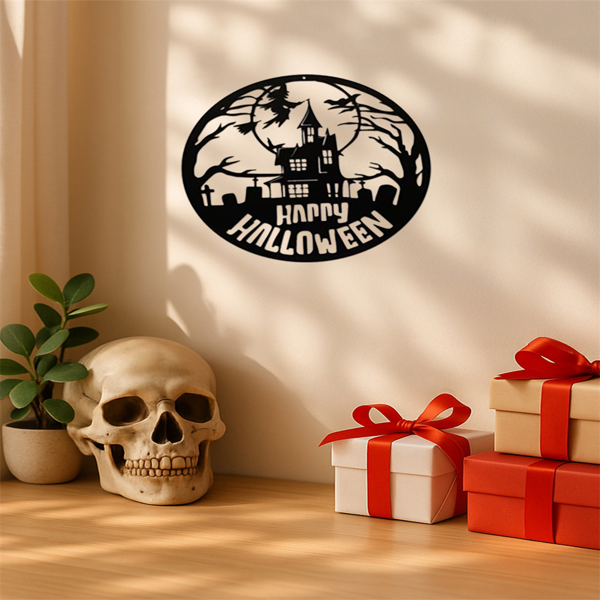 CIFbuy哥特式万圣节铁制墙壁装饰 跳舞女巫新月挂件室内室外节日派对家居装饰（TikTok、temu下自提）-2