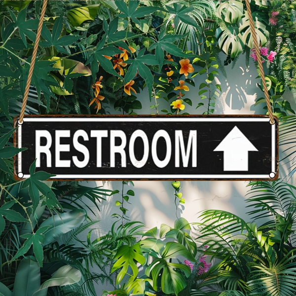 CIFbuy 质朴木制卫生间标识牌公园农舍家居商用英文壁挂装饰牌（TikTok、temu 下自提）-3