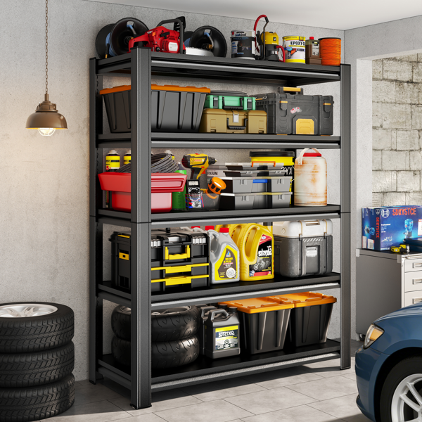 车库用五层可调节储物架，可容纳 2000 磅——重型金属多用途架式搁板，适合仓库、储藏室、衣橱和厨房使用-7