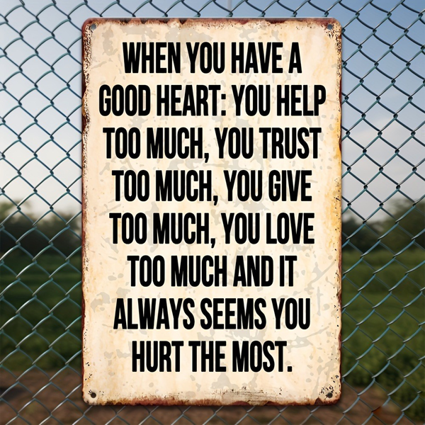 CIFbuy 讽刺复古金属牌善良的心主题搞笑锡牌家居浴室卧室花园男人洞墙面装饰好友生日礼物（TikTok、temu 下自提）-3