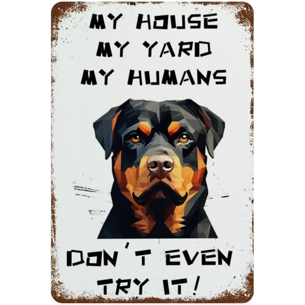 CIFbuy 复古罗威纳趣味金属牌狗狗家居庭院花园厨房酒吧车库墙面装饰（TikTok、temu 下自提）-1