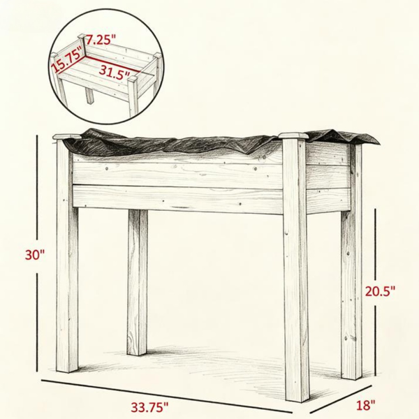 高架花园床/木制花盆 /木材种植箱-2