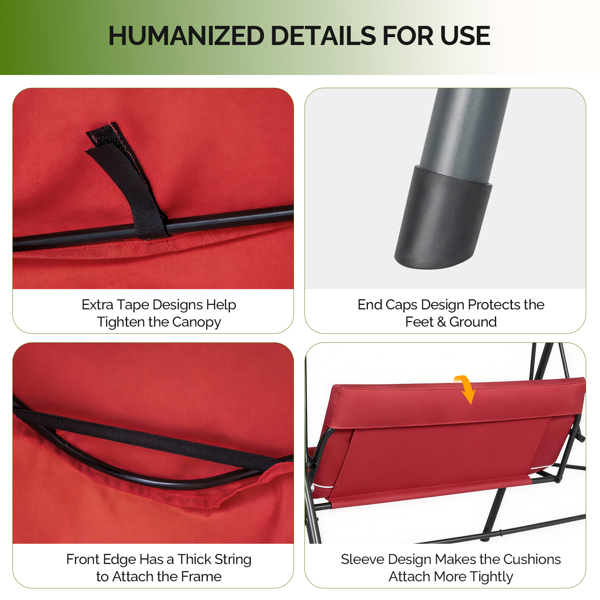 68*43*60inch 红色 KD款 带软垫 顶蓬 铁+牛津布 250kg 铁秋千套装-5