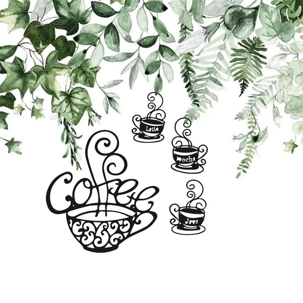 CIFbuy复古咖啡爱好者四件套金属装饰板 厨房咖啡厅酒吧墙面艺术(TikTok、temu下自提)-6