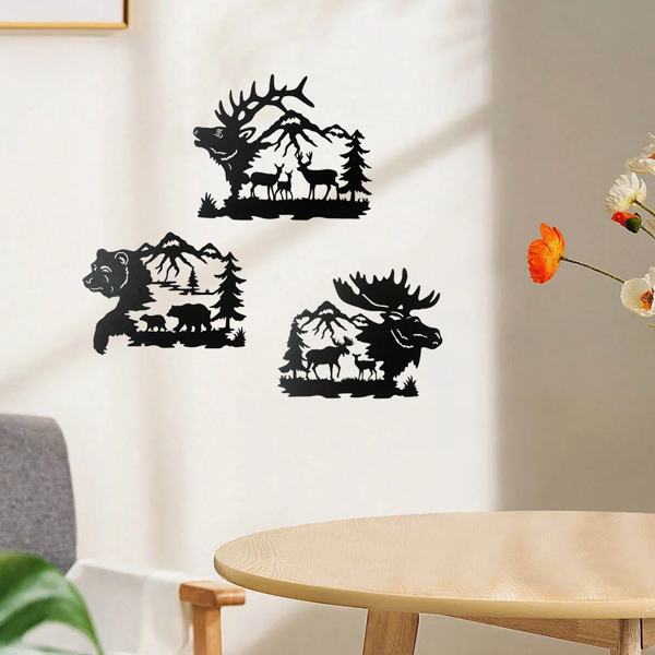 CIFbuy简约动物金属壁画3件套黑金色宠物主题家居装饰品(TikTok、temu下自提)-9