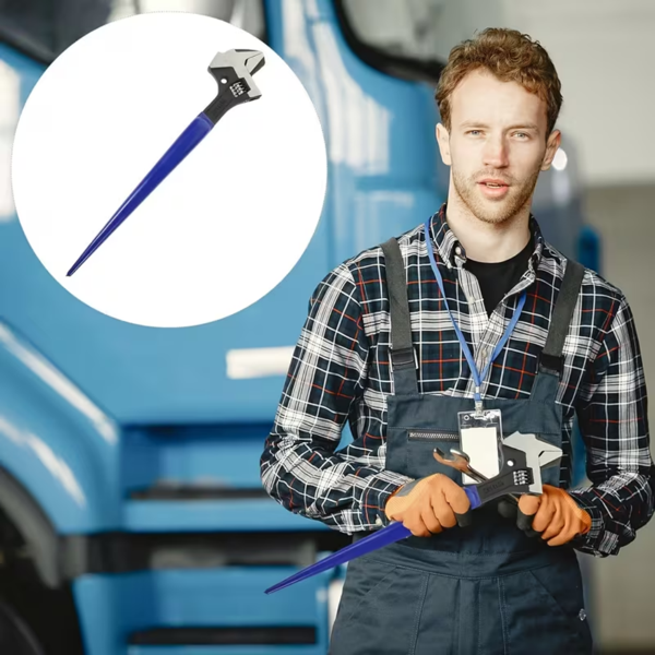 [重型扳手] 16英寸可调节建筑用螺旋扳手，4合1多功能用途，适用于螺旋扳手、可调节扳手和锤子，最大扳手口容量高达1.57英寸-6