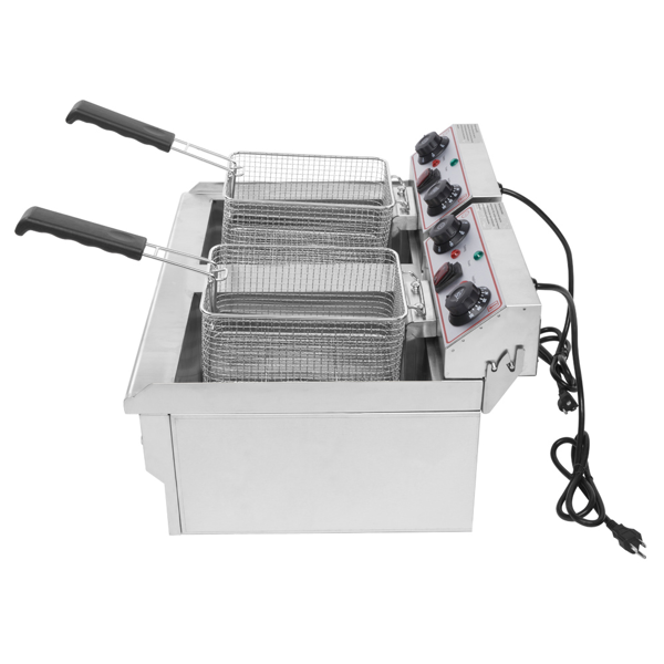 【替换旧编码19396644】美规 EH102V 110V 3400 24.9QT/23.6L 电炸锅 银色 不锈钢 双缸/定时/调温/ETL电源线-12