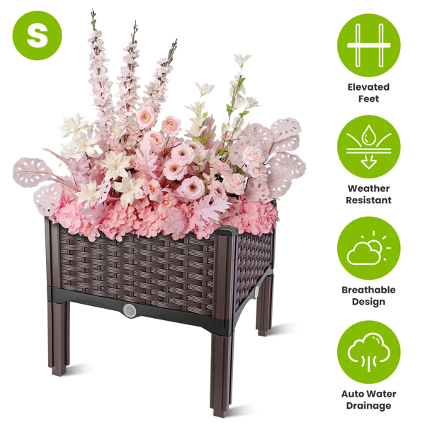 （自提可发加拿大，temu&tk下自提单）高架花坛种植箱，3种尺寸可选，自浇灌式高架花坛，轻质PP材质种植容器，适用于蔬菜、香草、花卉，适合户外露台和阳台-小号-10