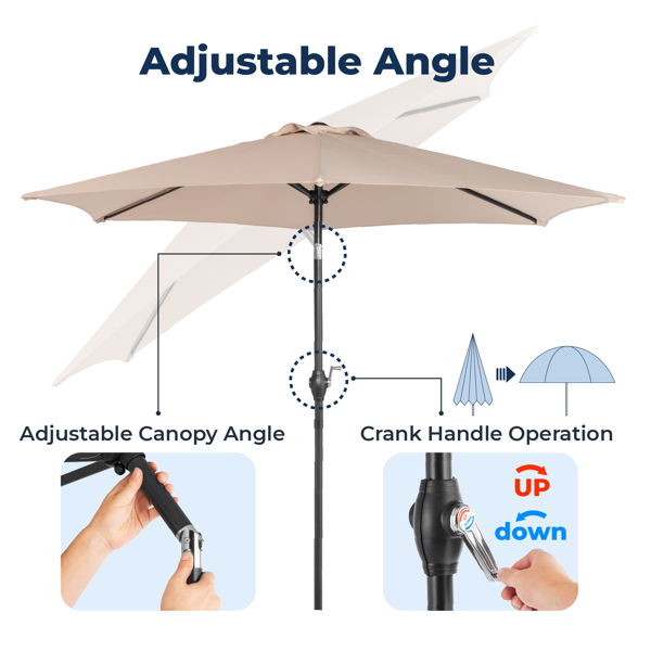 7.5FT 卡其色 转向头 圆形 太阳伞 涤纶布 6铁伞骨 铁中柱-12