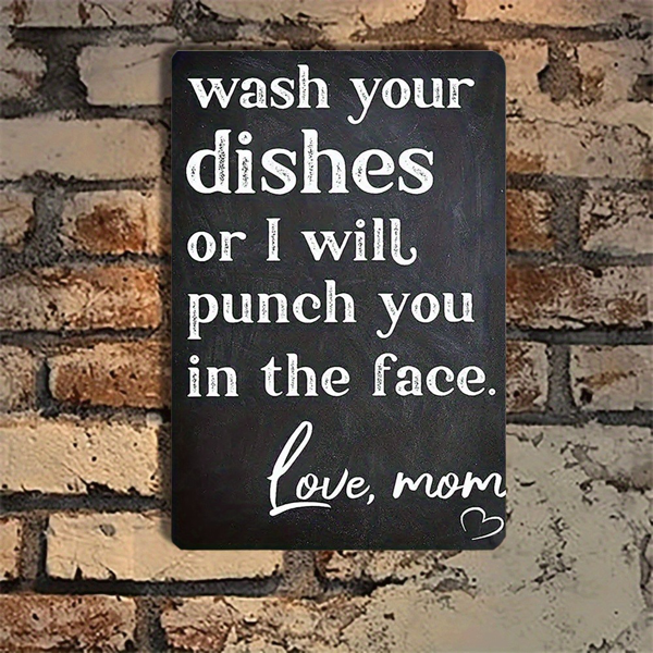 CIFbuy 趣味洗碗家规金属墙饰妈妈家训乡村农舍复古铁艺墙面艺术家居小木屋装饰搞笑暖房礼品（TikTok、temu 下自提）-1