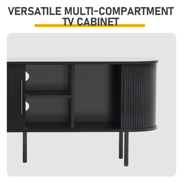 黑色 浮雕 刨花板 椭圆台面 147*35*58cm 推拉格栅门 电视柜-7