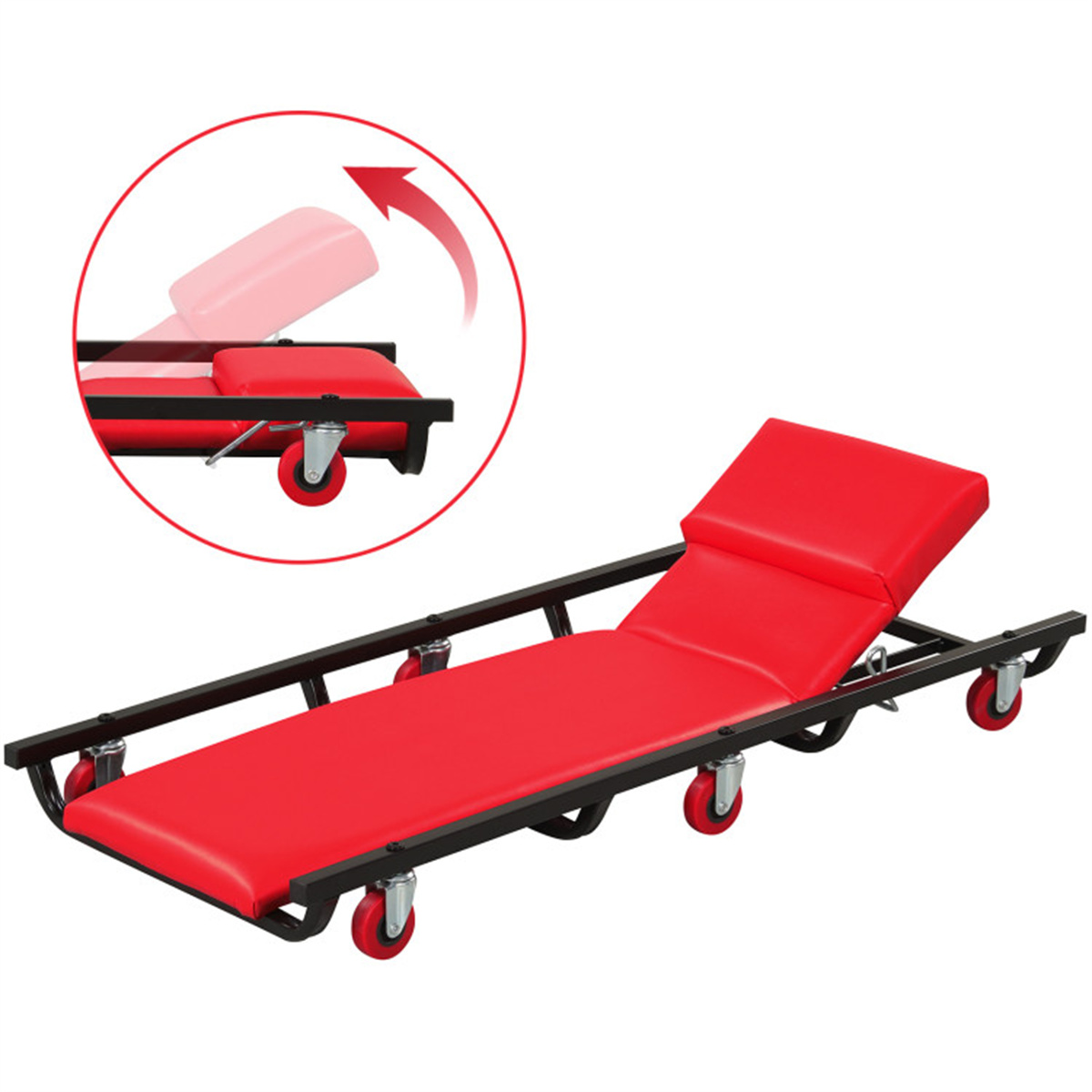 4 Level Adjustable Backrest Mechanic Rolling Creeper view 1
