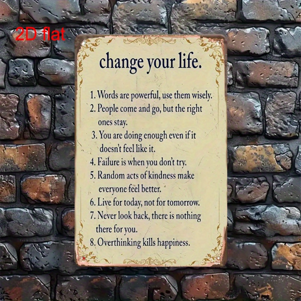 CIFbuy 耐用铁艺改变你的生活复古金属标牌乡村风格墙面励志标语家居门廊车库咖啡馆花园装饰节日礼物（TikTok、temu 下自提）-3