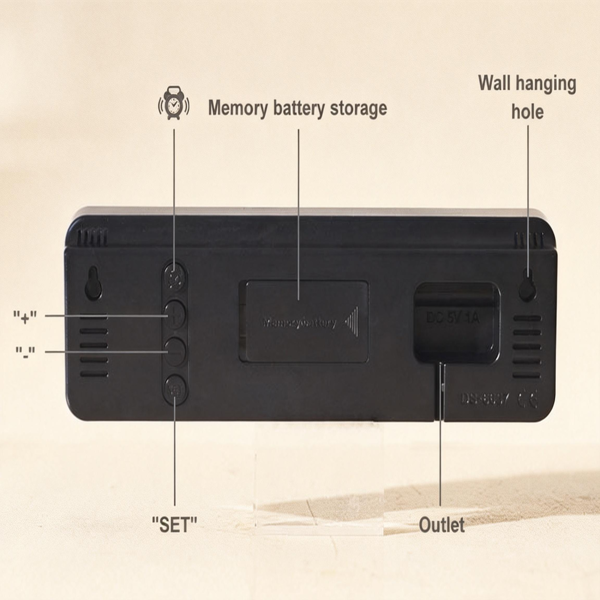 2026新款通用数字挂钟，大显示屏，LED灯，遥控器，倒计时，调光，夏令时，日期，星期，温度-3