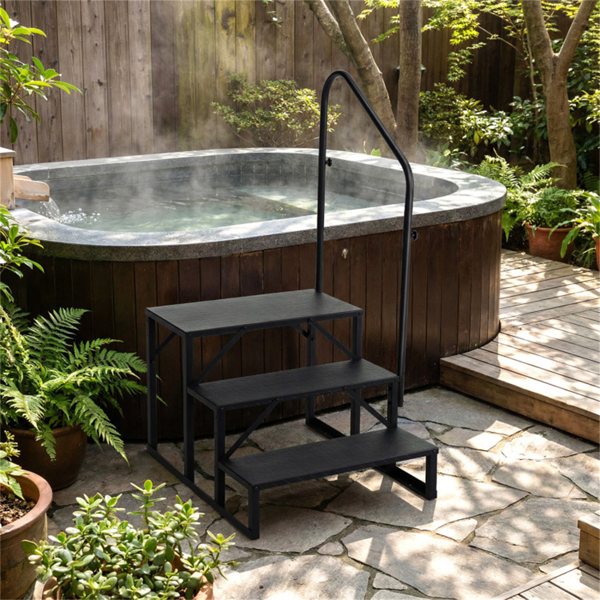 带可调节扶手的重型三步RV踏步凳，可容纳660LBS的金属楼梯-11