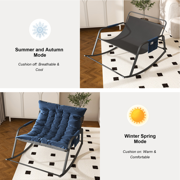 带储物、靠垫及扶手摇椅 —— 四季舒适休闲躺椅，透气人体工学休闲椅，适用于卧室、客厅、露台及花园（蓝色）--不支持self-pick up且不支持指定仓库发货-8