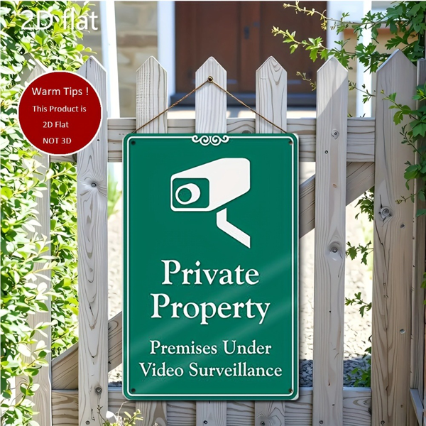 CIFbuy 铝制私有财产禁止入内警示牌带监控警告适用于车道商业入口家用重型安全标识多色可选易安装（TikTok、temu 下自提）-5