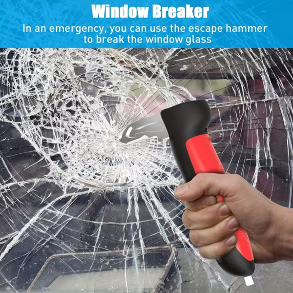 老年及残障人士便携式车门辅助扶手——配备LED灯、安全带断路器与破窗器-8