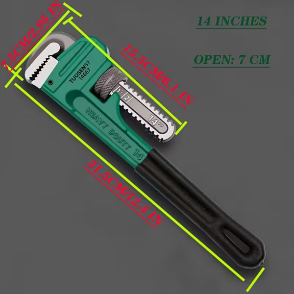 专业级水管扳手，提供12英寸尺寸 - 坚固耐用的管道工具，适用于工业维修、汽车任务和家庭应用，具有符合人体工程学的手柄、防滑设计-11